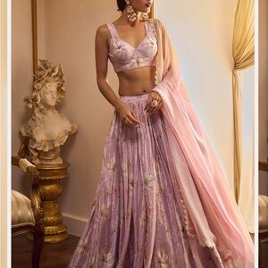 Dusty Purple Floral Printed Lehenga
